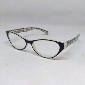 Calabria Emily Reading Glasses- +2.25-Cat Eye-Black Plaid-Spring Hinges-Cosplay